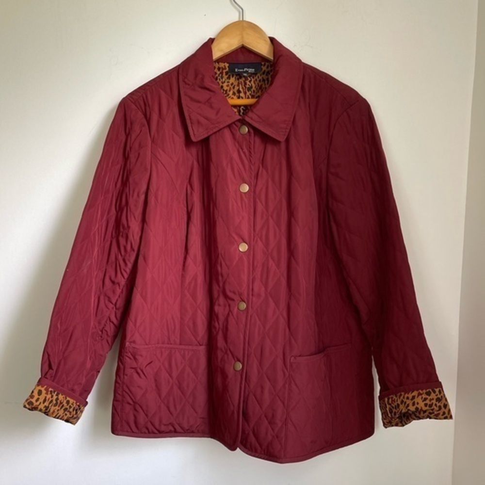 Evan Picone burgundy quilted puffer jacket, plus size 18W